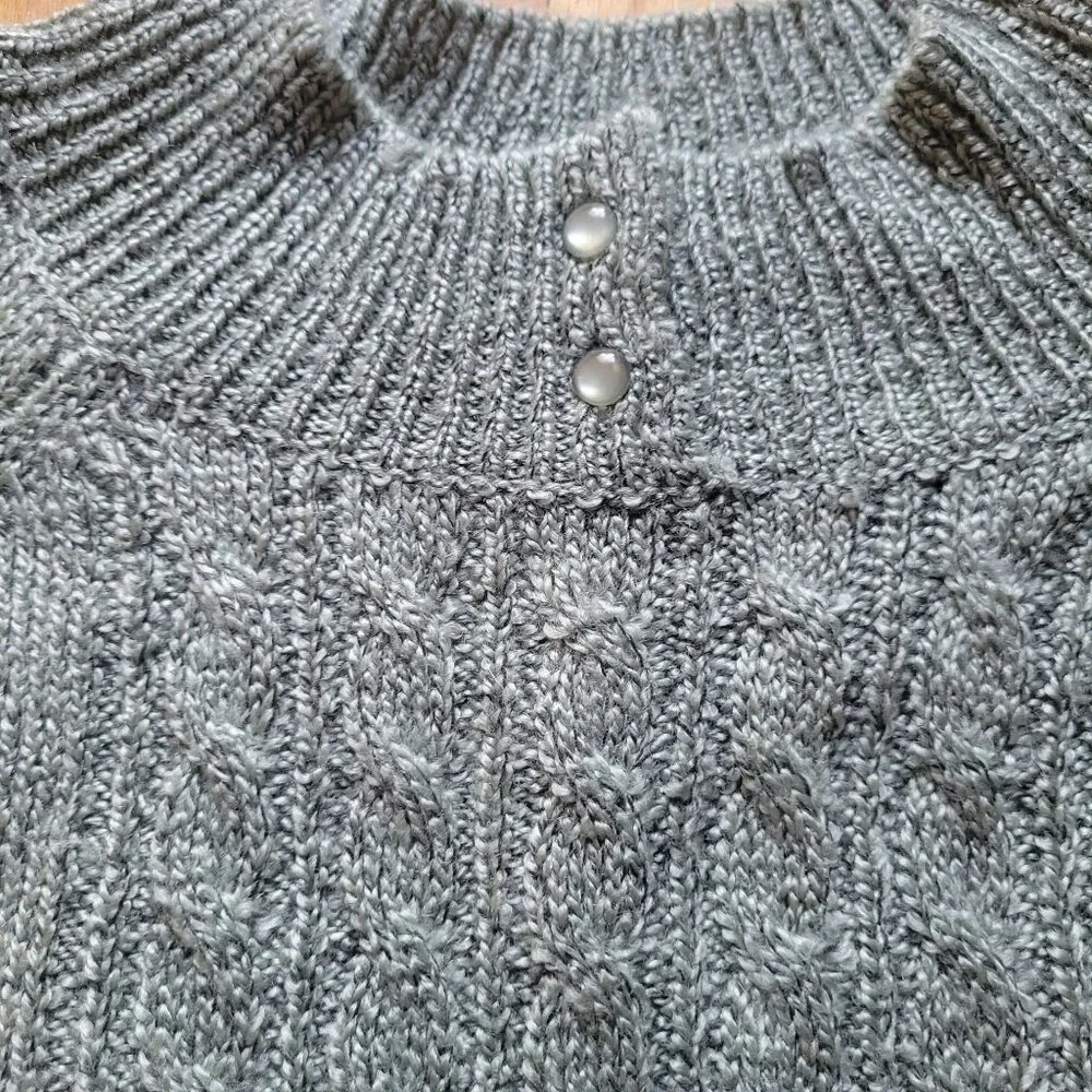 Carolyn Taylor Womens Green Cable Knit Pullover Sweater With Button Accents - Si - Picture 3 of 4